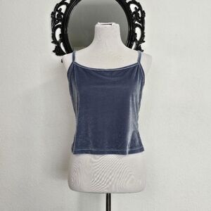 Retro Blue Velvet Camisole Top